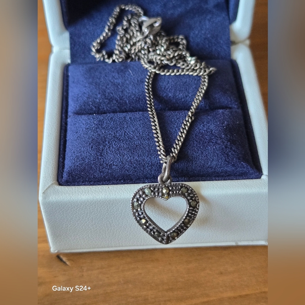 Silver Sterling 925 Heart Pendant Necklace 16"